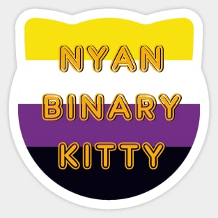 Nyanbinary Kitty Nonbinary Flag With Cat Ears Design Sticker